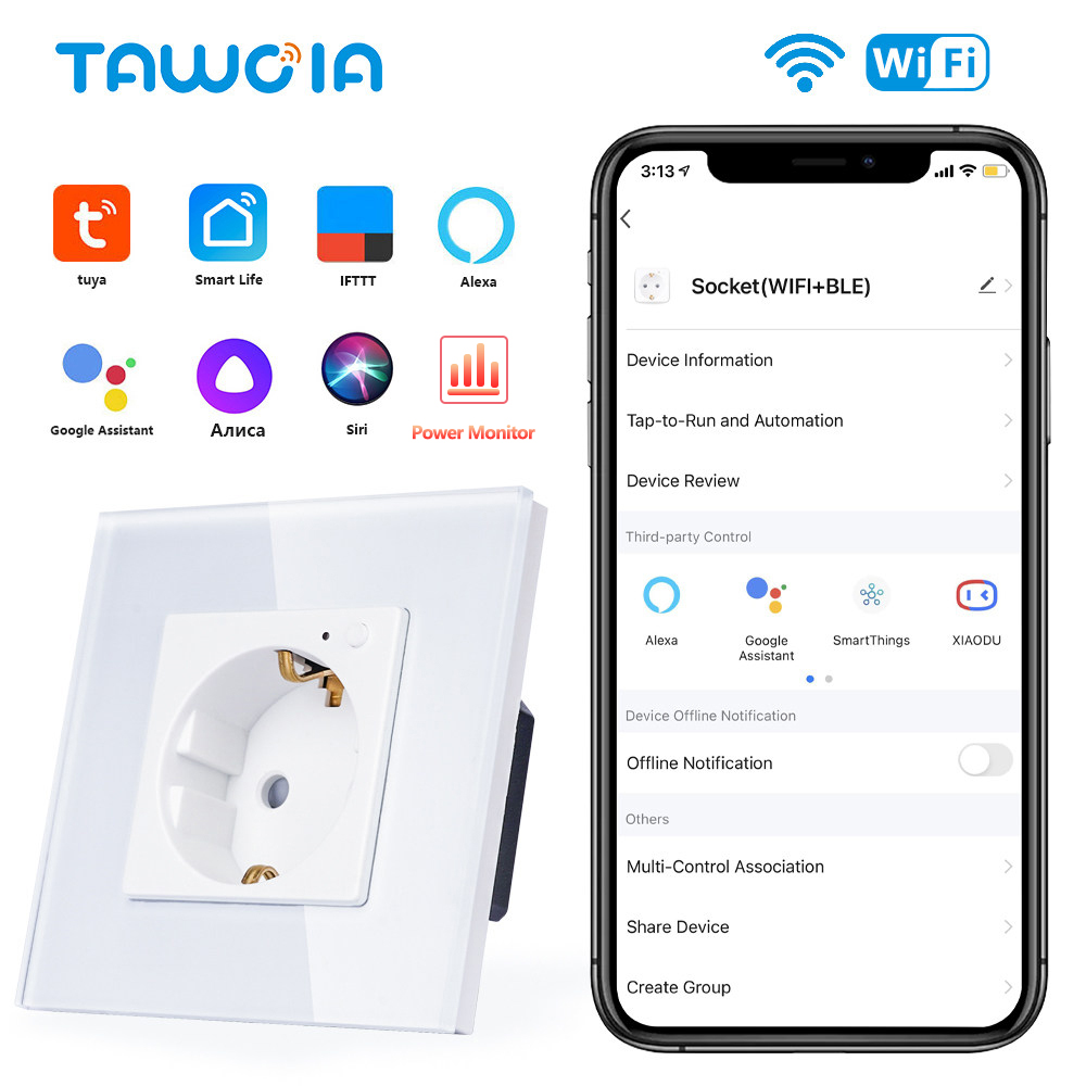 Smart Home Elements - TAWOIA Wifi مقبس الحائط الاتحاد الأوروبي