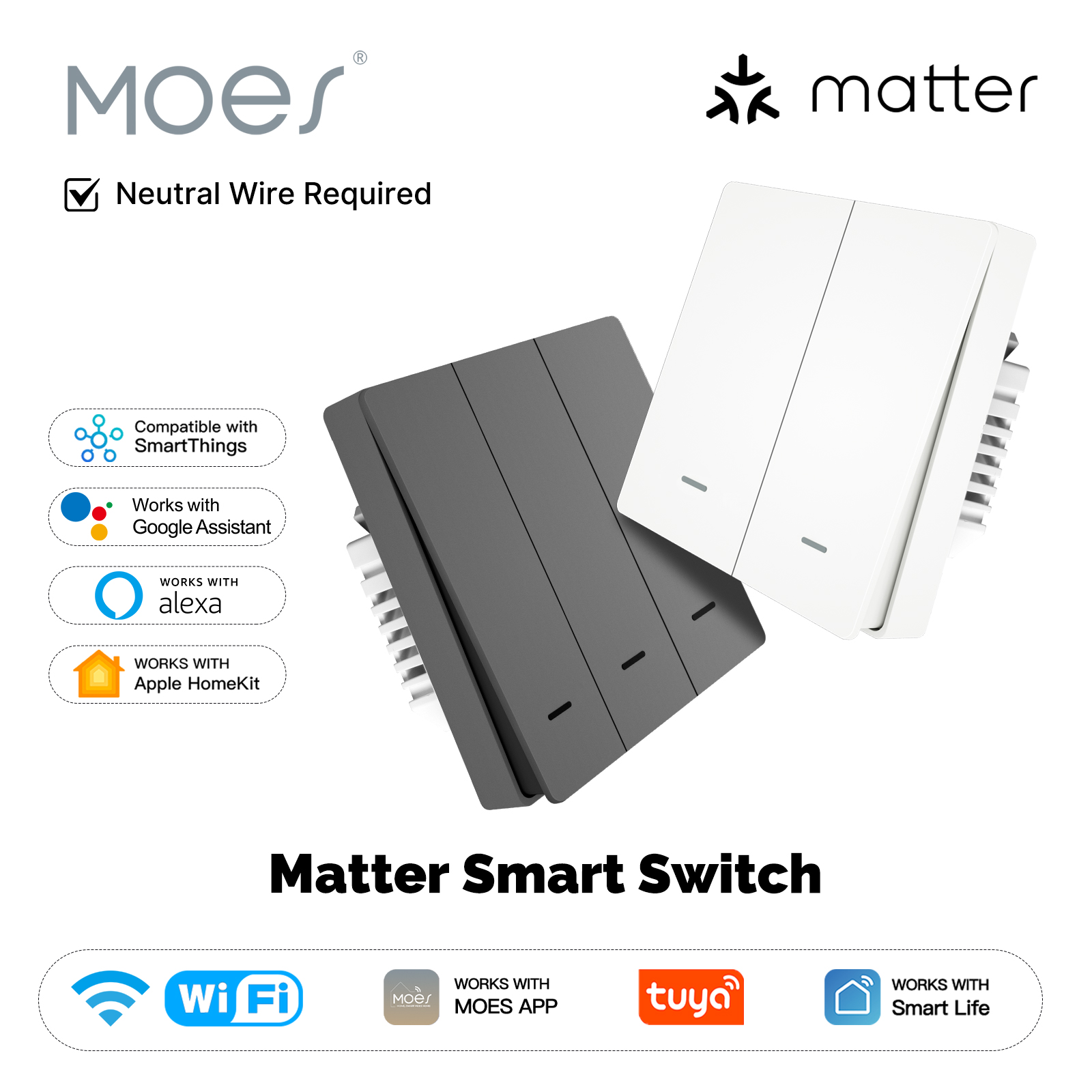 Smart Light Switch - MOES Matter Tuya WiFi مفتاح الضوء